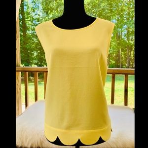 THE LIMITED Yellow Scalloped Hemmed Tank